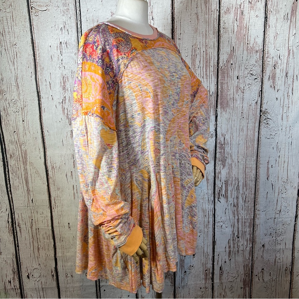 πHPπ NEW NWT Free People Making Circles Longline T-Shirt Tunic Paisley Small - Picture 8 of 14